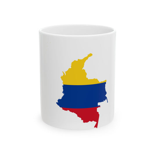 Flag-map of Colombia with islands (Colombia) White Coffee Mug-11oz-Go Mug Yourself
