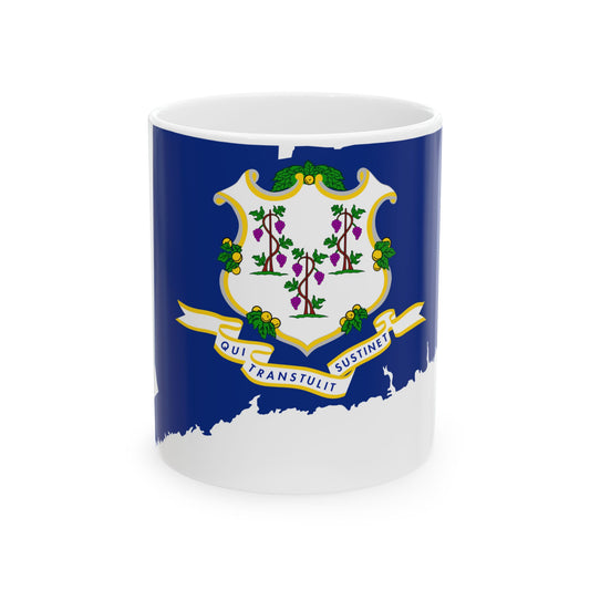 Flag-map of Connecticut (United States) White Coffee Mug-11oz-Go Mug Yourself