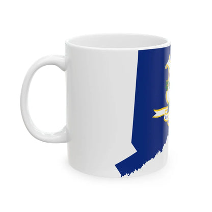 Flag-map of Connecticut (United States) White Coffee Mug - Go Mug Yourself