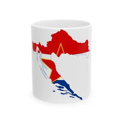 Flag map of Croatia 1947-1990 (Croatia) White Coffee Mug 11oz - Go Mug Yourself