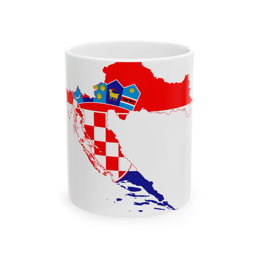 Flag map of Croatia (Croatia) White Coffee Mug-11oz-Go Mug Yourself