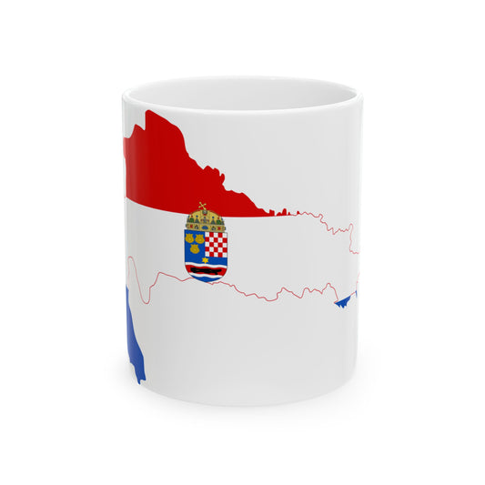 Flag-map of Croatia-Slavonia (Croatia) White Coffee Mug-11oz-Go Mug Yourself