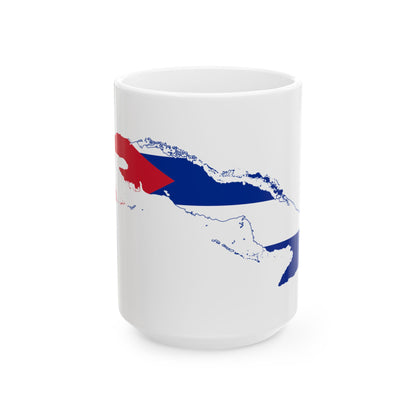 Flag-map of Cuba (Cuba) White Coffee Mug-15oz-Go Mug Yourself