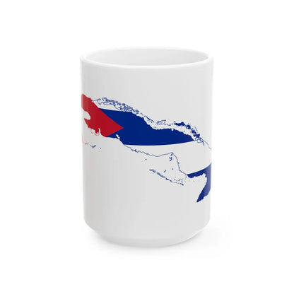 Flag-map of Cuba (Cuba) White Coffee Mug 15oz - Go Mug Yourself