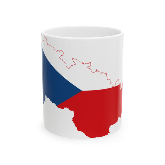 Flag-map of Czechoslovakia (Czech Republic) White Coffee Mug-11oz-Go Mug Yourself