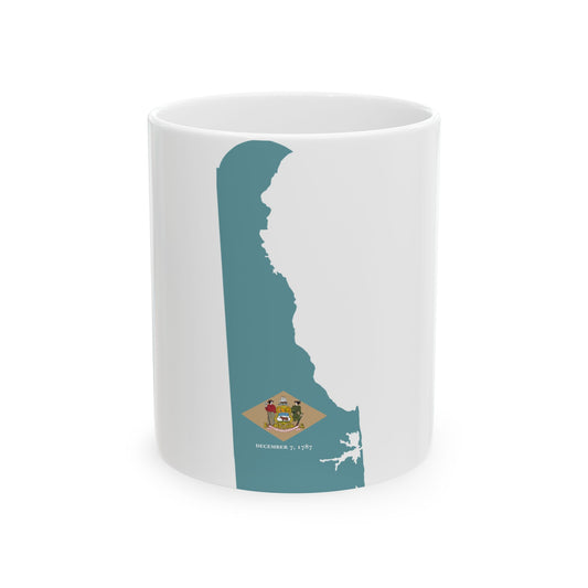 Flag-map of Delaware (United States) White Coffee Mug-11oz-Go Mug Yourself