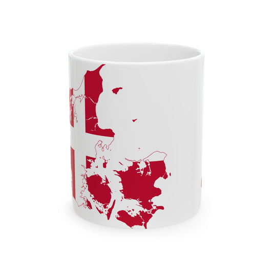 Flag-map of Denmark (Denmark) White Coffee Mug-11oz-Go Mug Yourself