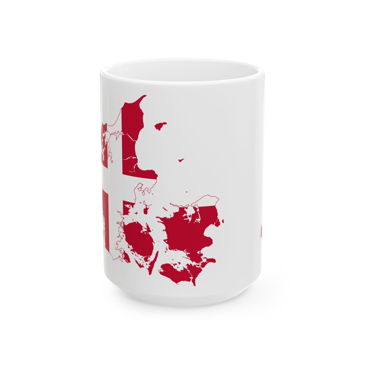 Flag-map of Denmark (Denmark) White Coffee Mug-15oz-Go Mug Yourself