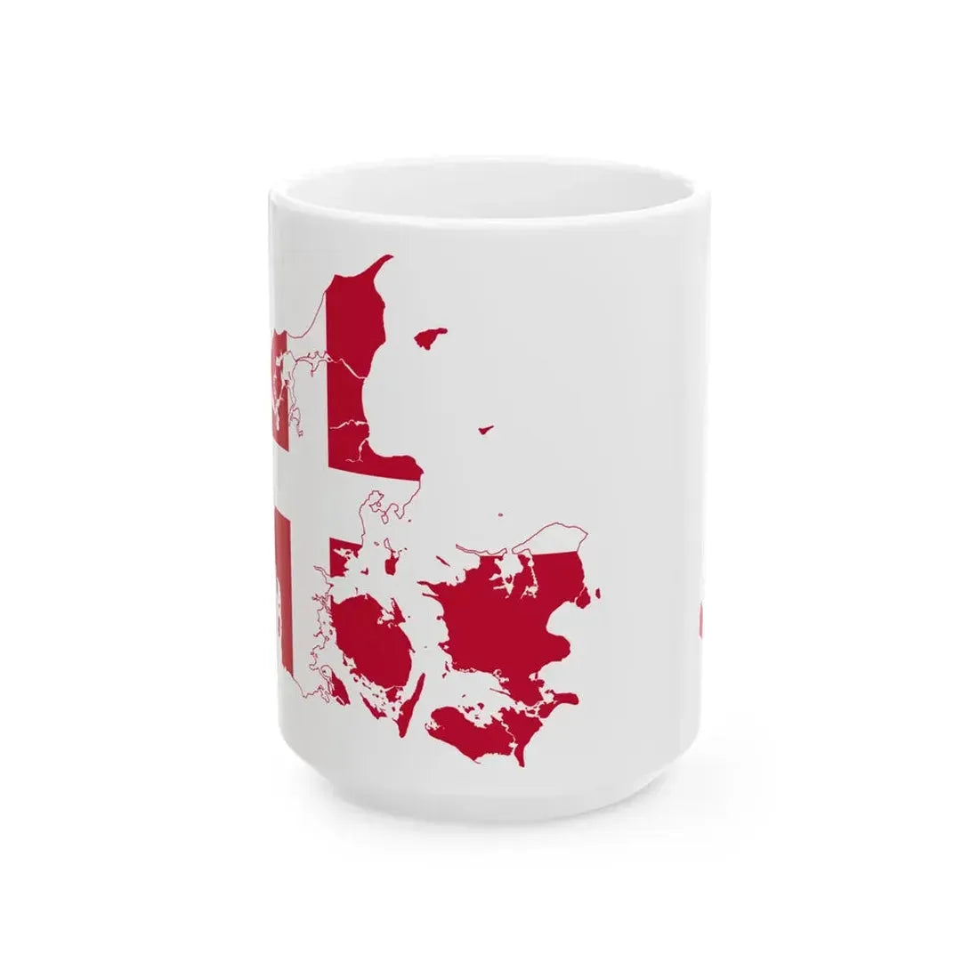 Flag-map of Denmark (Denmark) White Coffee Mug 15oz - Go Mug Yourself
