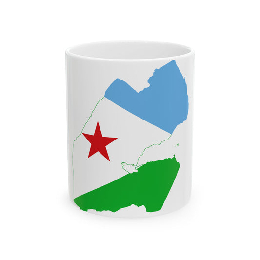 Flag map of Djibouti (Djibouti) White Coffee Mug-11oz-Go Mug Yourself