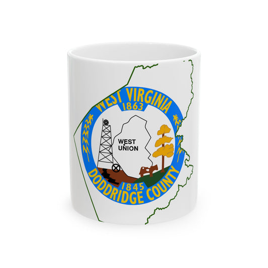 Flag map of Doddridge County West Virginia (United States) White Coffee Mug-11oz-Go Mug Yourself