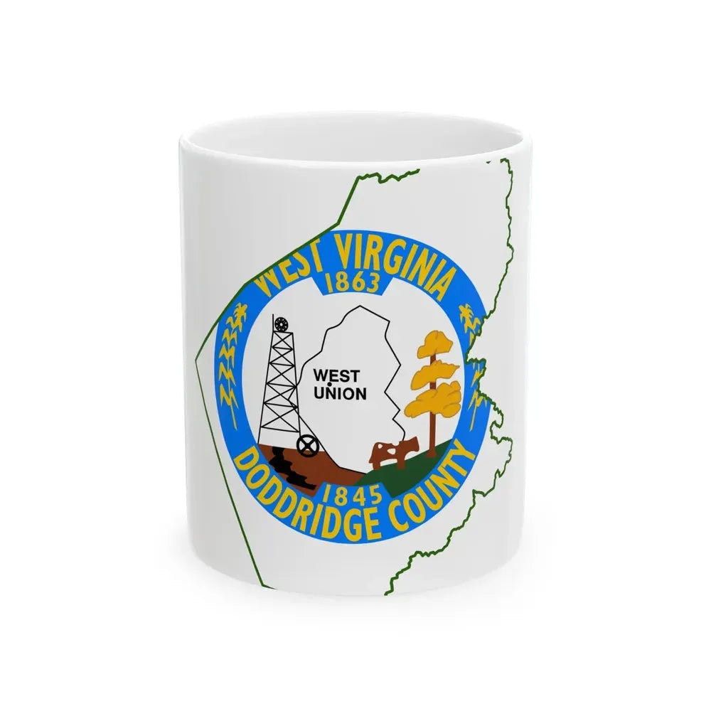 Flag map of Doddridge County West Virginia (United States) White Coffee Mug 11oz - Go Mug Yourself
