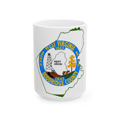 Flag map of Doddridge County West Virginia (United States) White Coffee Mug-15oz-Go Mug Yourself
