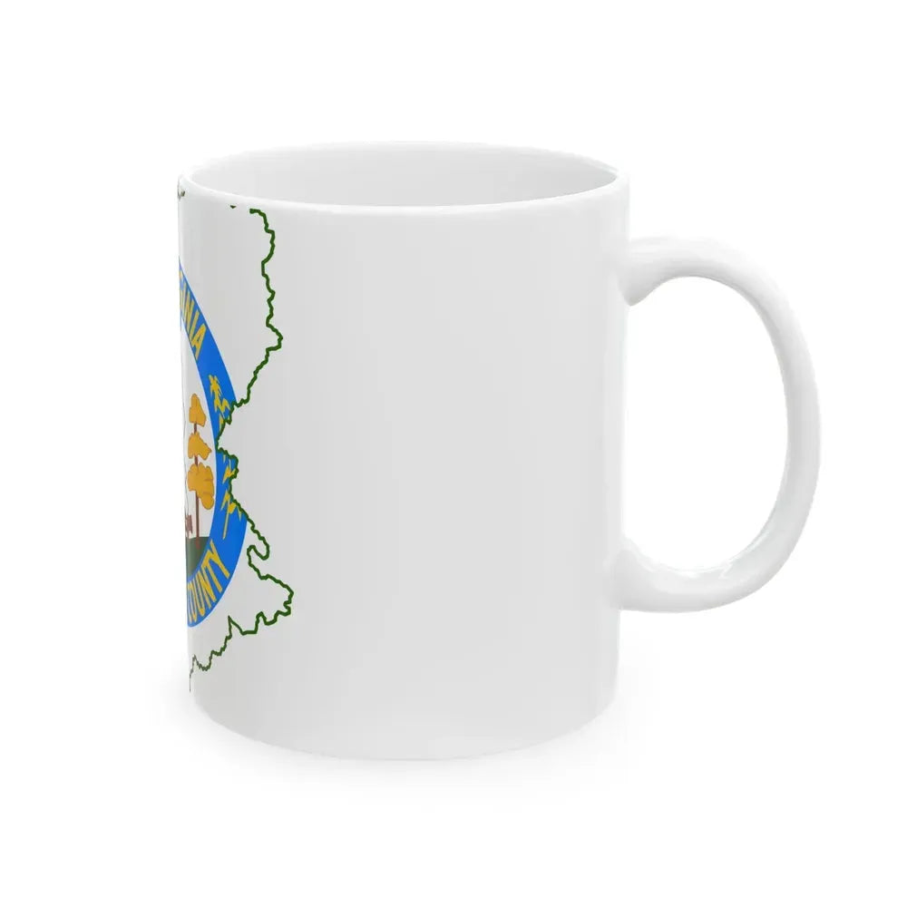 Flag map of Doddridge County West Virginia (United States) White Coffee Mug - Go Mug Yourself