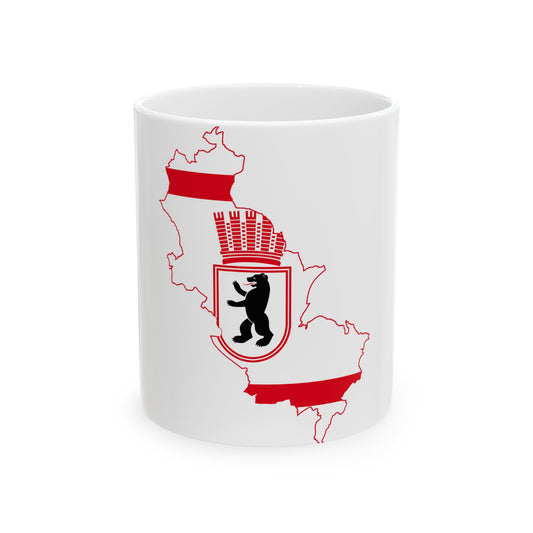 Flag map of East Berlin 1949-1990 (Germany) White Coffee Mug-11oz-Go Mug Yourself