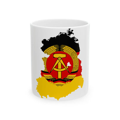 Flag map of East Germany 1959-1990 (Germany) White Coffee Mug-11oz-Go Mug Yourself