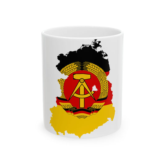Flag map of East Germany 1959-1990 (Germany) White Coffee Mug-11oz-Go Mug Yourself