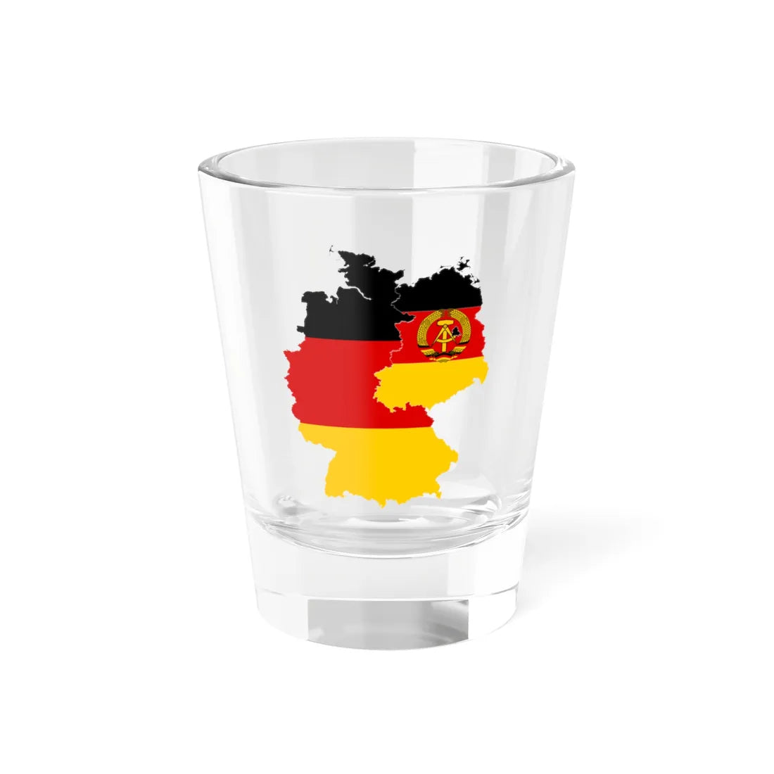 Flag-map of East  West Germany (Germany) Shot Glass 1.5oz 1.5oz - Go Mug Yourself