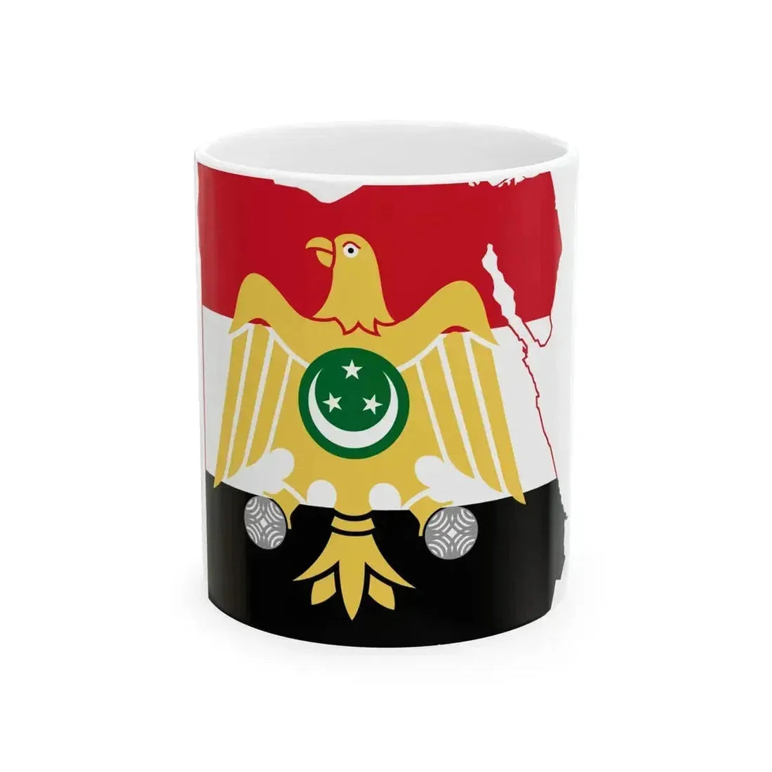 Flag map of Egypt 1952-1958 (Egypt) White Coffee Mug 11oz - Go Mug Yourself