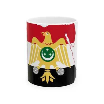 Flag map of Egypt 1952-1958 (Egypt) White Coffee Mug 11oz - Go Mug Yourself