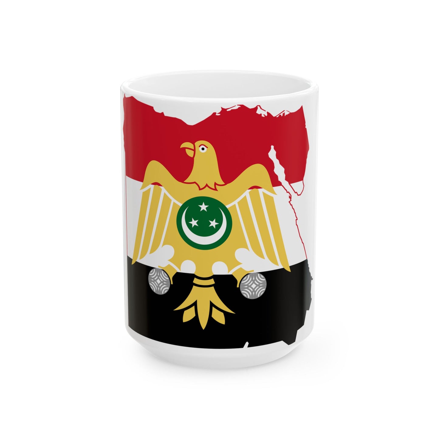 Flag map of Egypt 1952-1958 (Egypt) White Coffee Mug-15oz-Go Mug Yourself