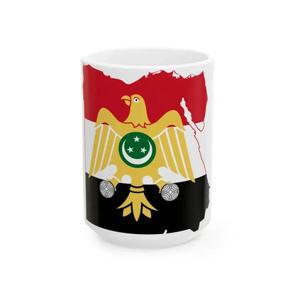 Flag map of Egypt 1952-1958 (Egypt) White Coffee Mug 15oz - Go Mug Yourself