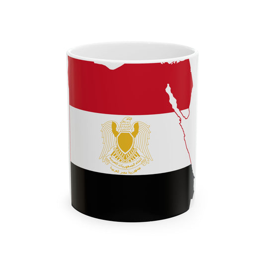Flag map of Egypt 1972-1984 (Egypt) White Coffee Mug-11oz-Go Mug Yourself