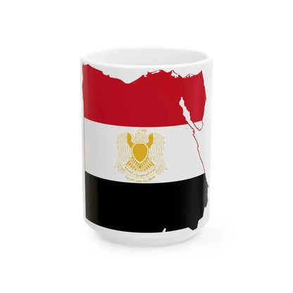 Flag map of Egypt 1972-1984 (Egypt) White Coffee Mug 15oz - Go Mug Yourself