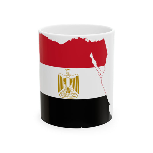 Flag map of Egypt de facto (Egypt) White Coffee Mug-11oz-Go Mug Yourself