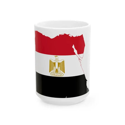Flag map of Egypt de facto (Egypt) White Coffee Mug 15oz - Go Mug Yourself