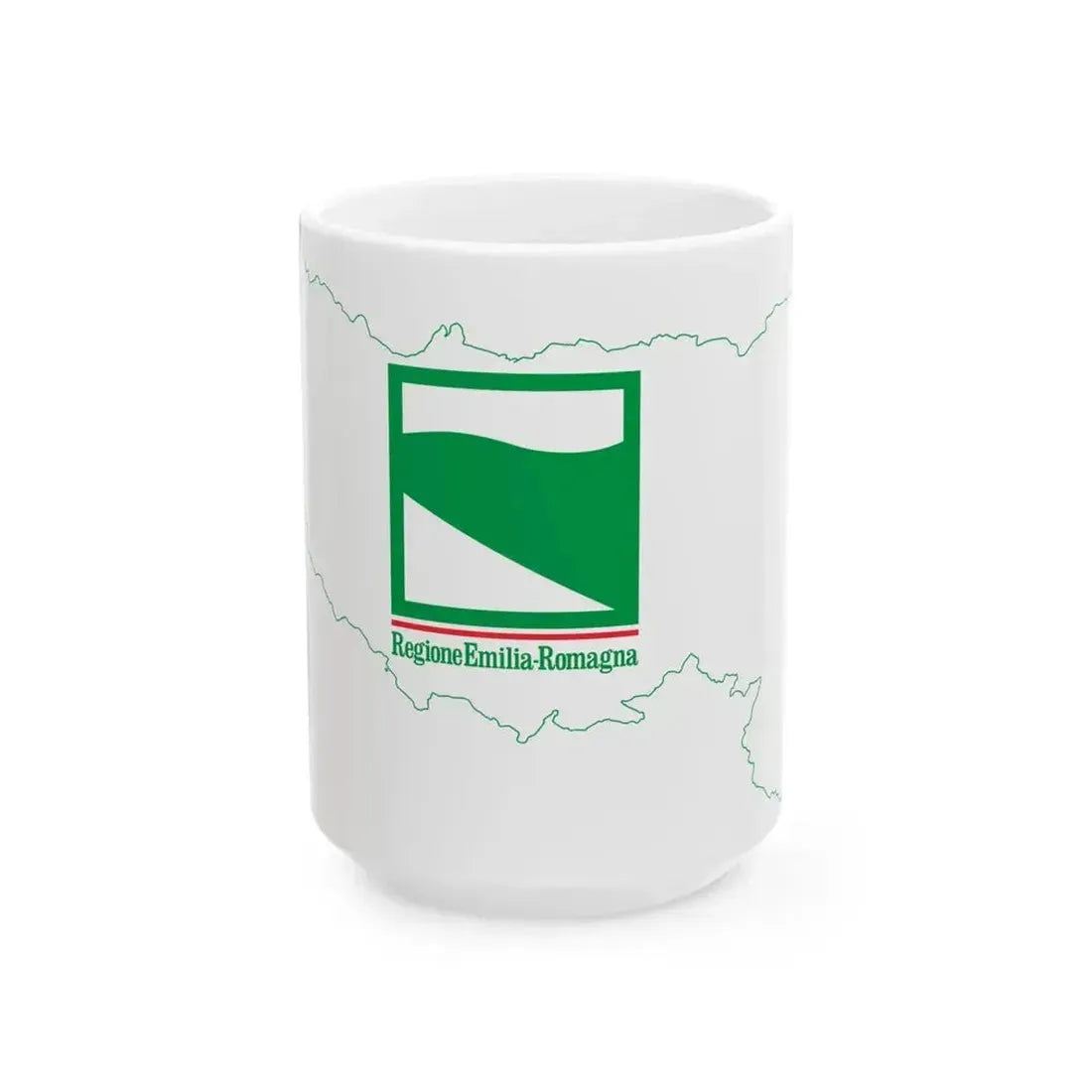 Flag map of Emilia-Romagna (Italy) White Coffee Mug 15oz - Go Mug Yourself