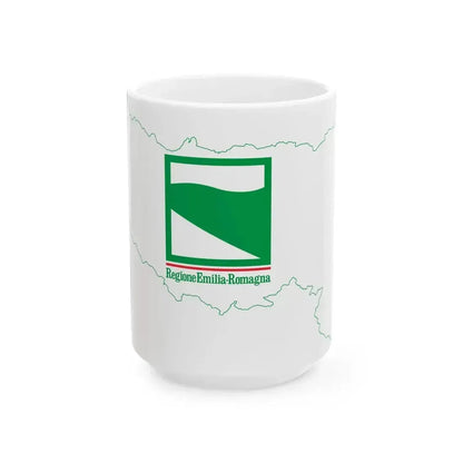 Flag map of Emilia-Romagna (Italy) White Coffee Mug 15oz - Go Mug Yourself
