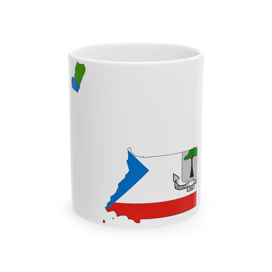 Flag map of Equatorial Guinea (Equatorial Guinea) White Coffee Mug-11oz-Go Mug Yourself