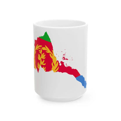 Flag-map of Eritrea (Eritrea) White Coffee Mug 15oz - Go Mug Yourself