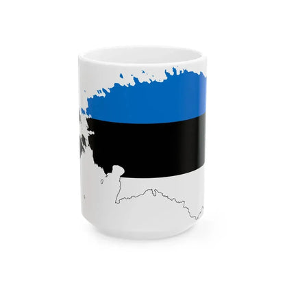 Flag-map of Estonia (Estonia) White Coffee Mug 15oz - Go Mug Yourself