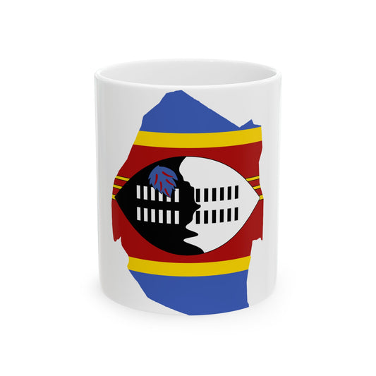 Flag map of Eswatini (Eswatini) White Coffee Mug-11oz-Go Mug Yourself