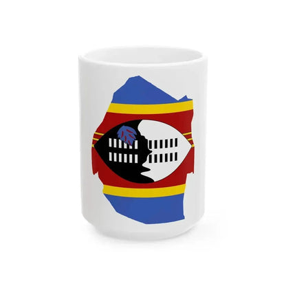 Flag map of Eswatini (Eswatini) White Coffee Mug 15oz - Go Mug Yourself