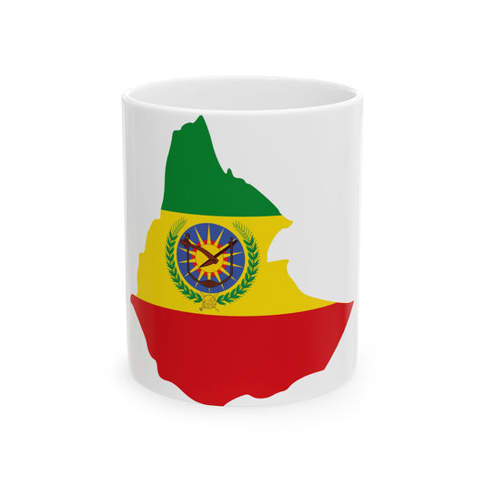 Flag map of Ethiopia 1975-1987 (Ethiopia) White Coffee Mug-11oz-Go Mug Yourself