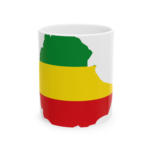 Flag map of Ethiopia 1993-1996 (Ethiopia) White Coffee Mug-11oz-Go Mug Yourself