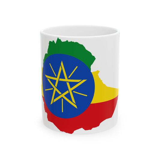 Flag map of Ethiopia (Ethiopia) White Coffee Mug-11oz-Go Mug Yourself