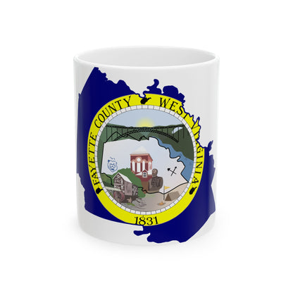 Flag map of Fayette County West Virginia (United States) White Coffee Mug-11oz-Go Mug Yourself