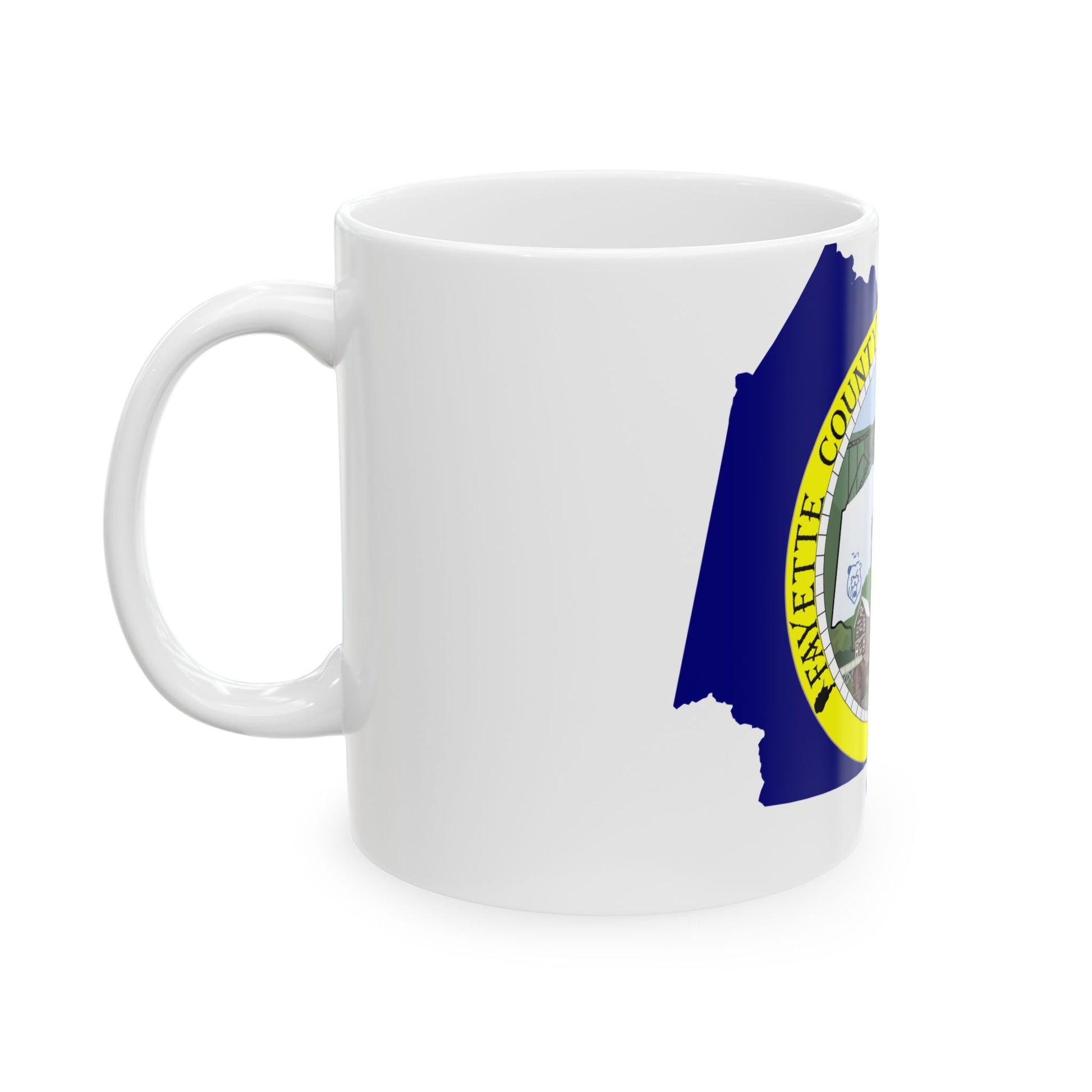 Flag map of Fayette County West Virginia (United States) White Coffee Mug-Go Mug Yourself