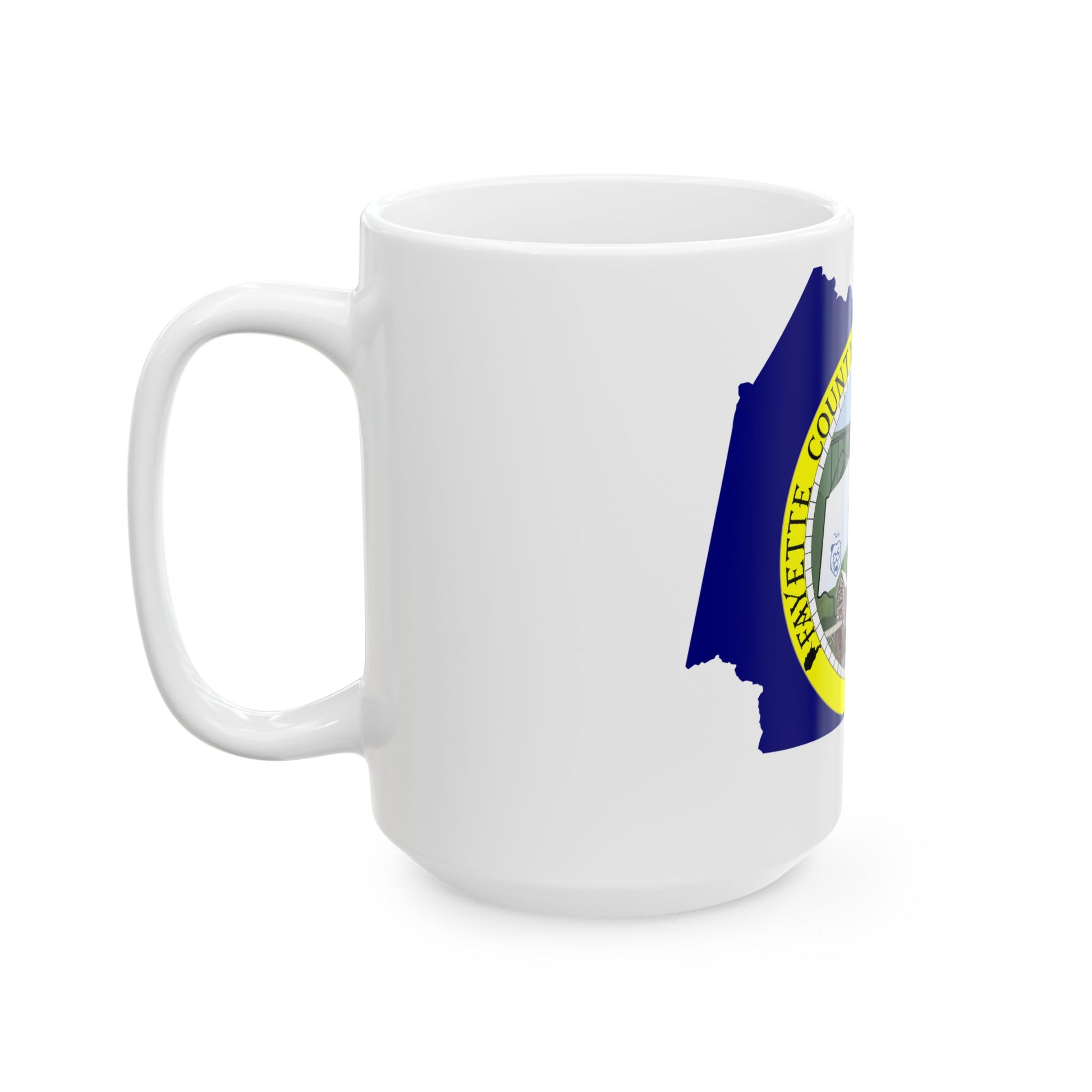 Flag map of Fayette County West Virginia (United States) White Coffee Mug-Go Mug Yourself