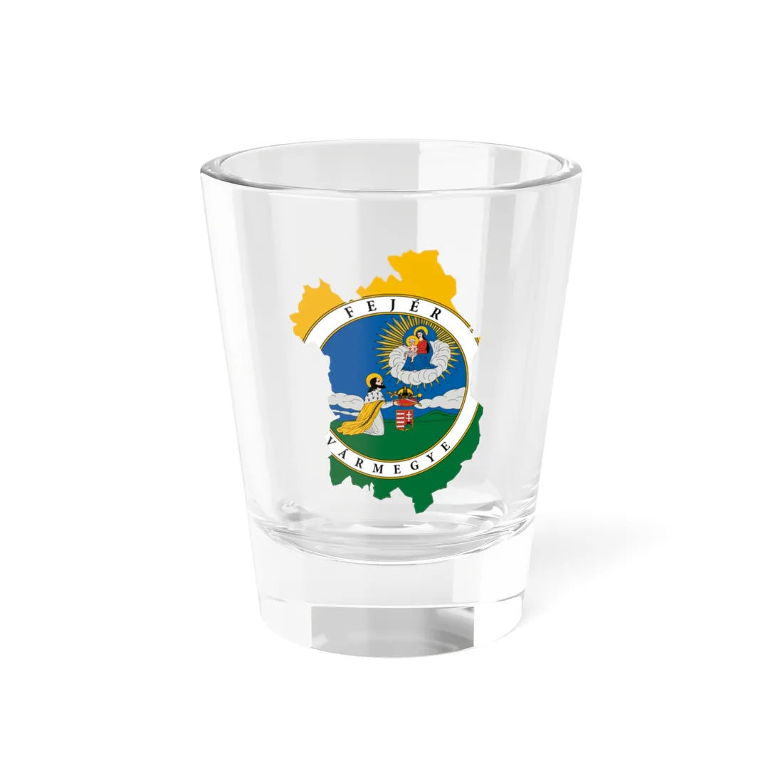 Flag-map of Fejer County (Hungary) Shot Glass 1.5oz 1.5oz - Go Mug Yourself