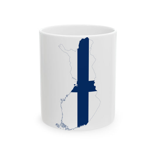 Flag-map of Finland (Finland) White Coffee Mug-11oz-Go Mug Yourself