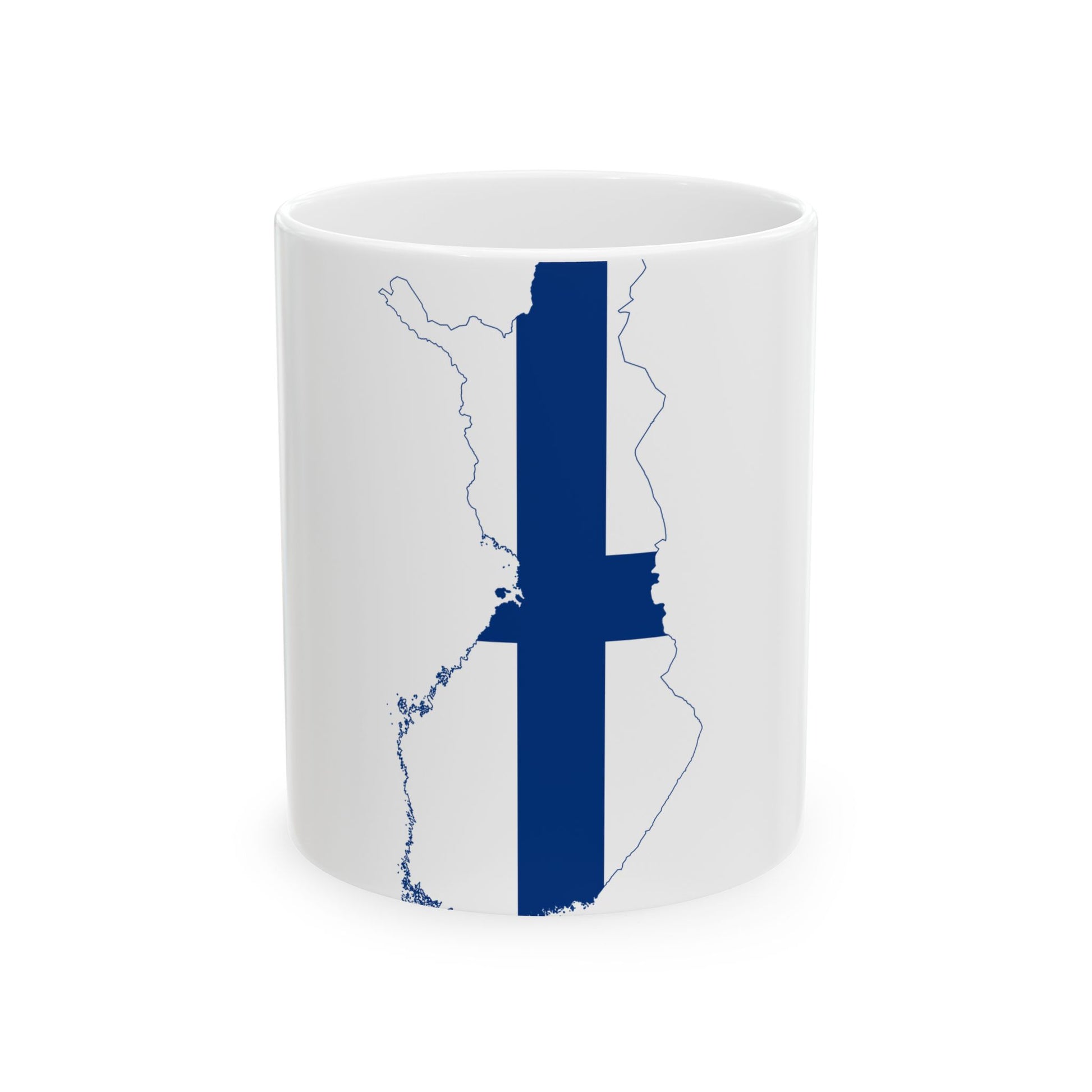 Flag-map of Finland without Aland (Finland) White Coffee Mug-11oz-Go Mug Yourself