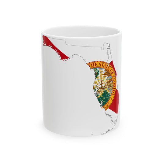 Flag-map of Florida (United States) White Coffee Mug-11oz-Go Mug Yourself
