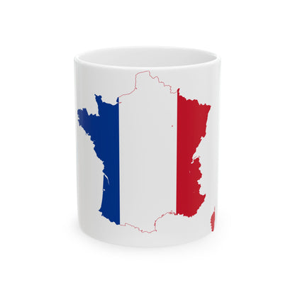 Flag-map of France (France) White Coffee Mug-11oz-Go Mug Yourself