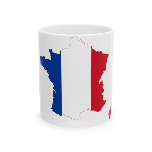 Flag-map of France (France) White Coffee Mug-11oz-Go Mug Yourself