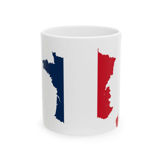 Flag map of France (France) White Coffee Mug-11oz-Go Mug Yourself